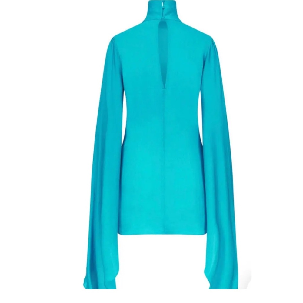 Rat & Boa Turquoise Mini Dress with Dramatic Draped Sleeves - Picture 2 of 3